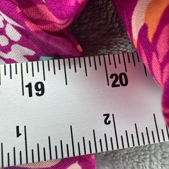 NWOT Denim & Company Magenta Floral Ruffle Button Front Blouse XS Short Sleeve - Picture 4 of 7